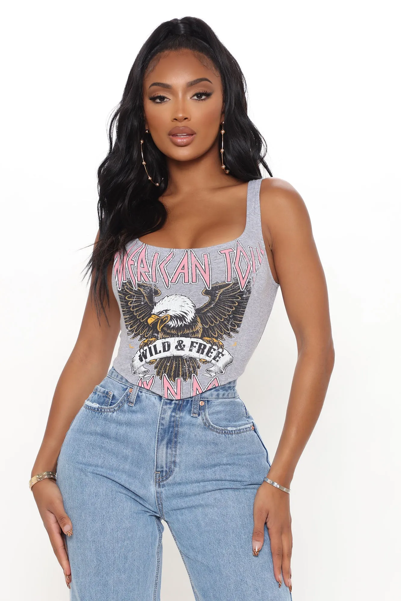 American Tour Corset Top - Heather Grey
