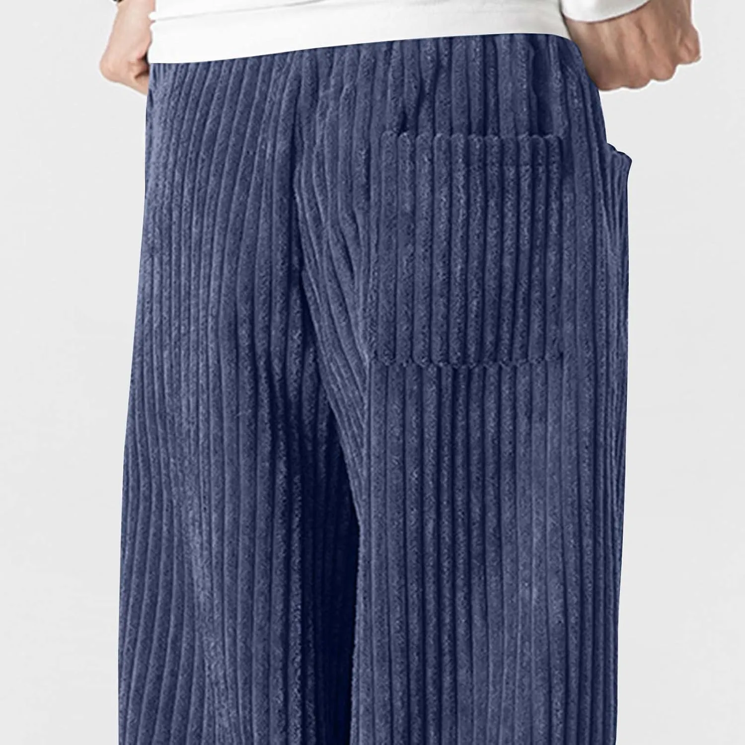 Corduroy Pants for Men Plus Size Loose Elastic Waist Drawstring Wide Leg Trouser Casual Fashion Light Plus Size Pant