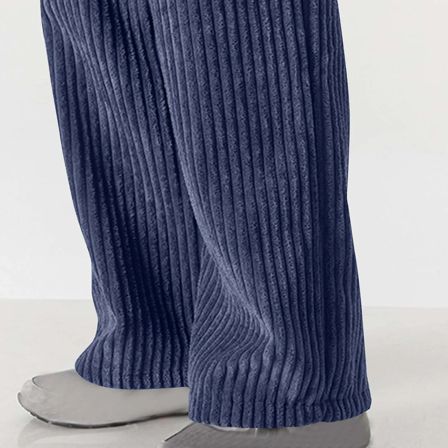 Corduroy Pants for Men Plus Size Loose Elastic Waist Drawstring Wide Leg Trouser Casual Fashion Light Plus Size Pant