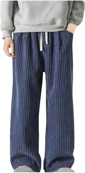 Corduroy Pants for Men Plus Size Loose Elastic Waist Drawstring Wide Leg Trouser Casual Fashion Light Plus Size Pant