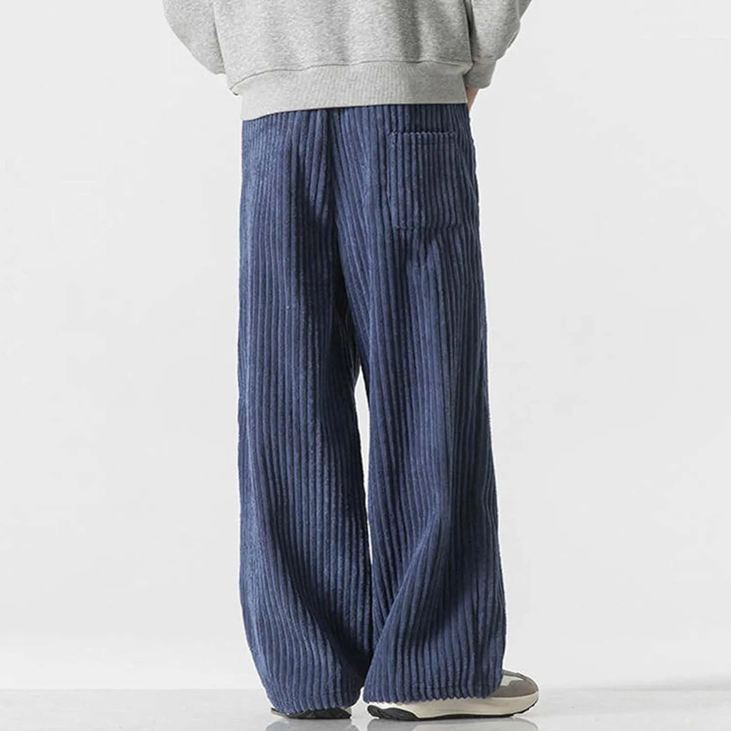 Corduroy Pants for Men Plus Size Loose Elastic Waist Drawstring Wide Leg Trouser Casual Fashion Light Plus Size Pant