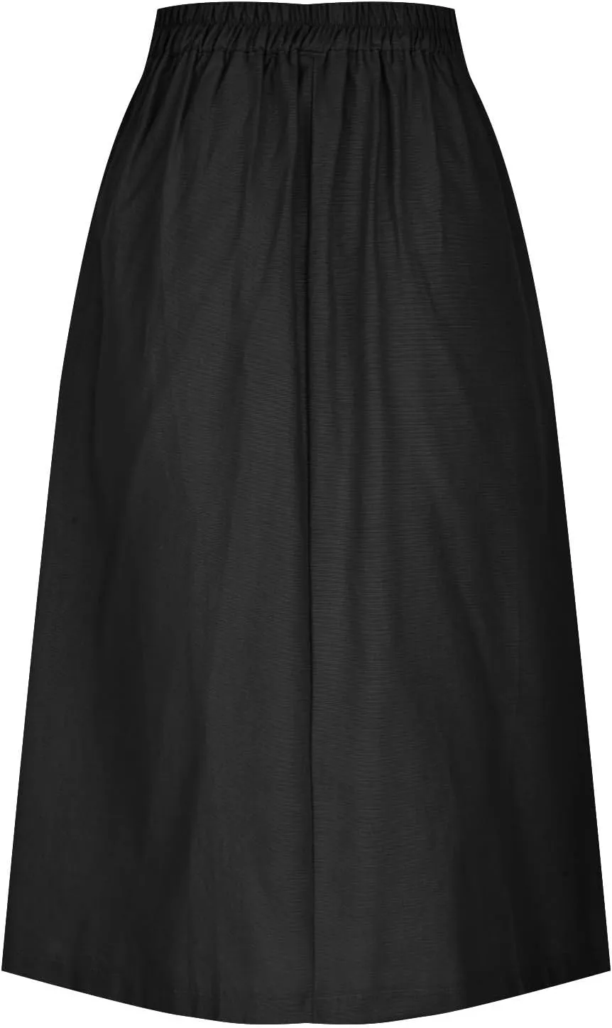 Cotton Linen Midi Skirt Women Button Flowy Summer Skirt Vintage Style