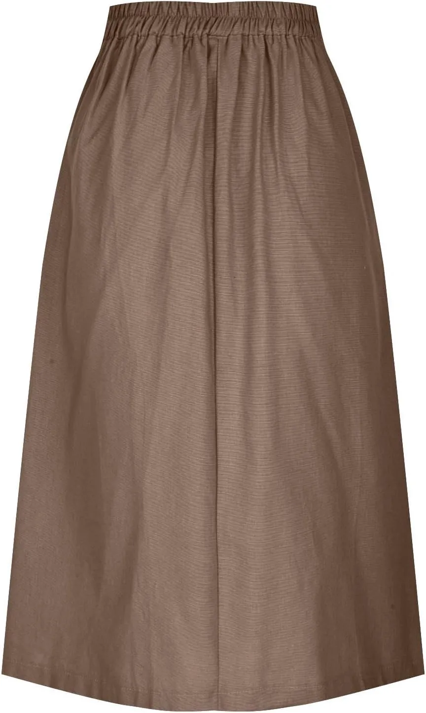 Cotton Linen Midi Skirt Women Button Flowy Summer Skirt Vintage Style