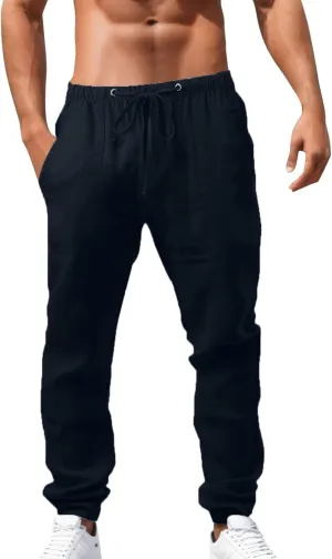 Cotton Linen Pants for Men Summer Lightweight Breathable Trousers Loose and Light Pant House Streetwear