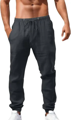 Cotton Linen Pants for Men Summer Lightweight Breathable Trousers Loose and Light Pant House Streetwear