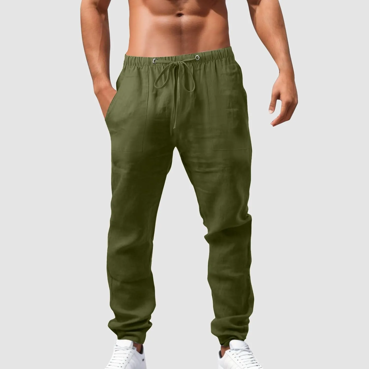 Cotton Linen Pants for Men Summer Lightweight Breathable Trousers Loose and Light Pant House Streetwear