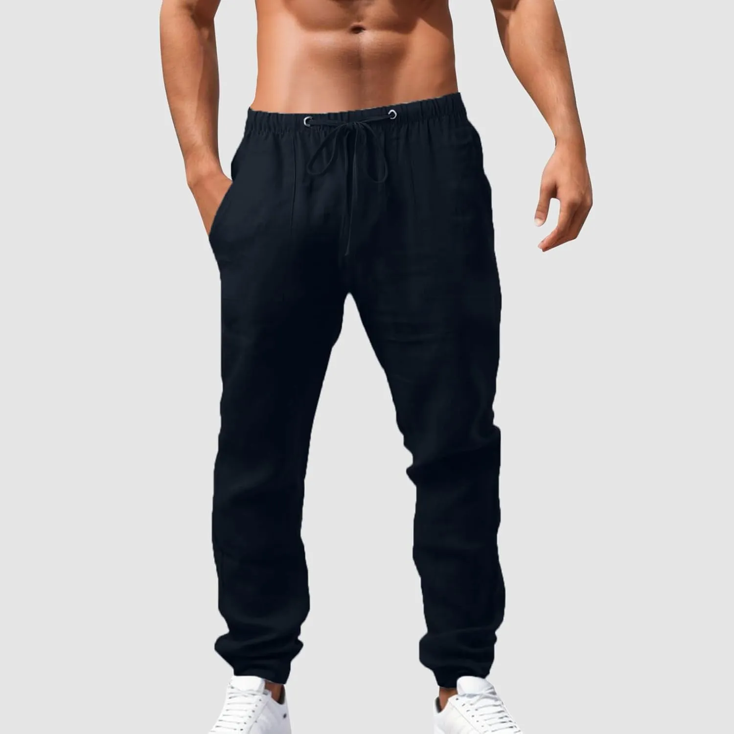 Cotton Linen Pants for Men Summer Lightweight Breathable Trousers Loose and Light Pant House Streetwear