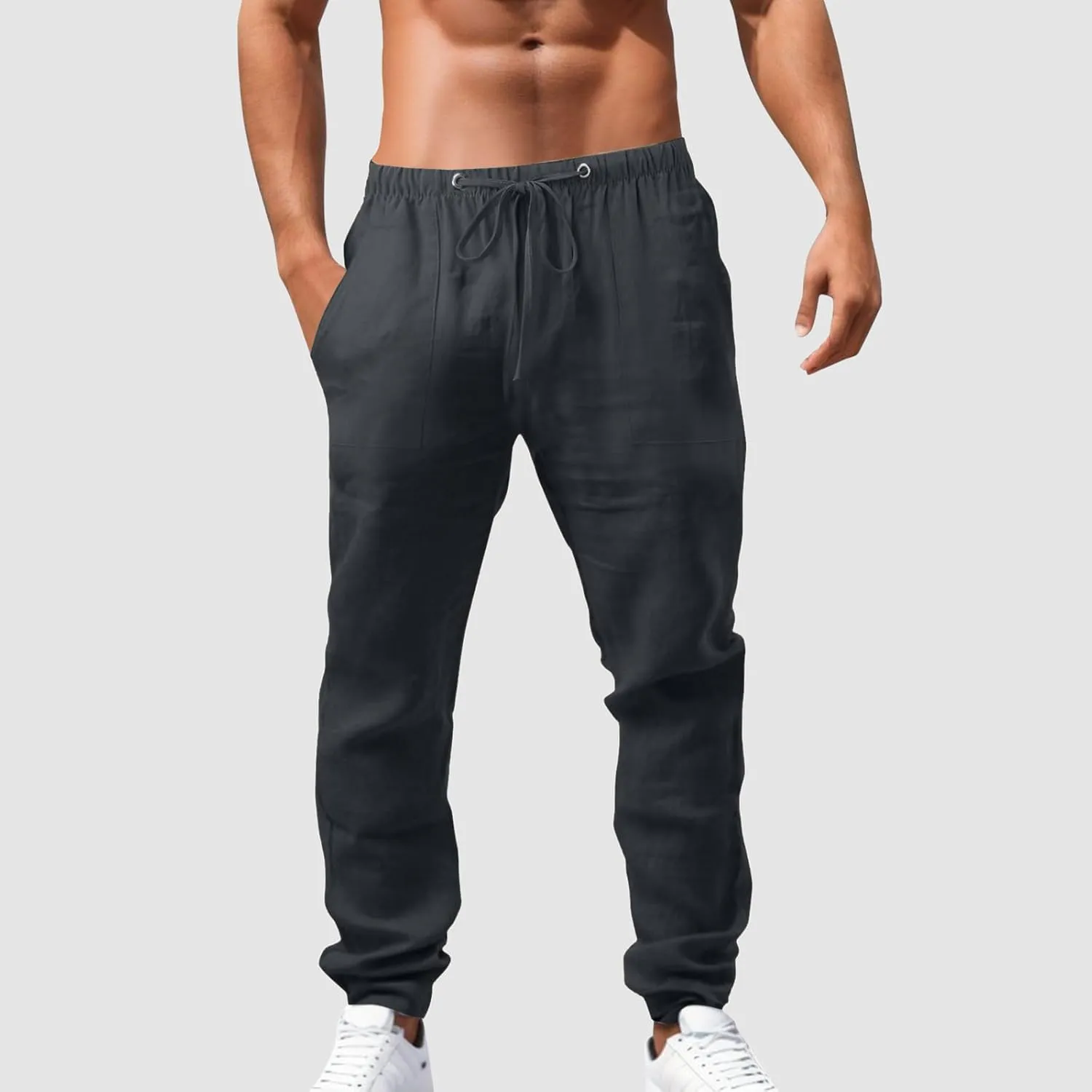 Cotton Linen Pants for Men Summer Lightweight Breathable Trousers Loose and Light Pant House Streetwear