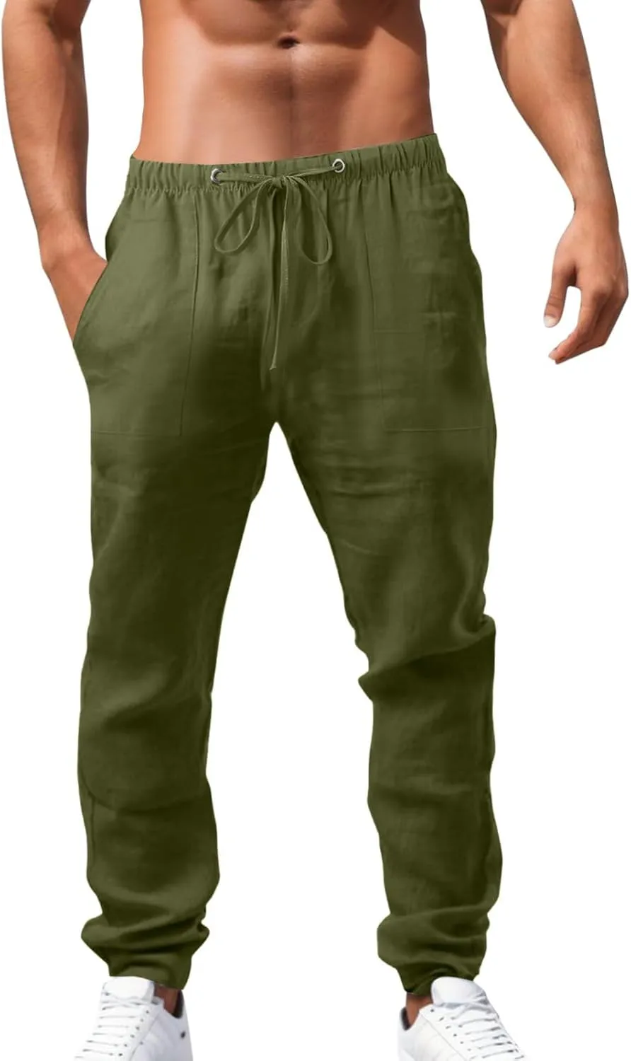 Cotton Linen Pants for Men Summer Lightweight Breathable Trousers Loose and Light Pant House Streetwear