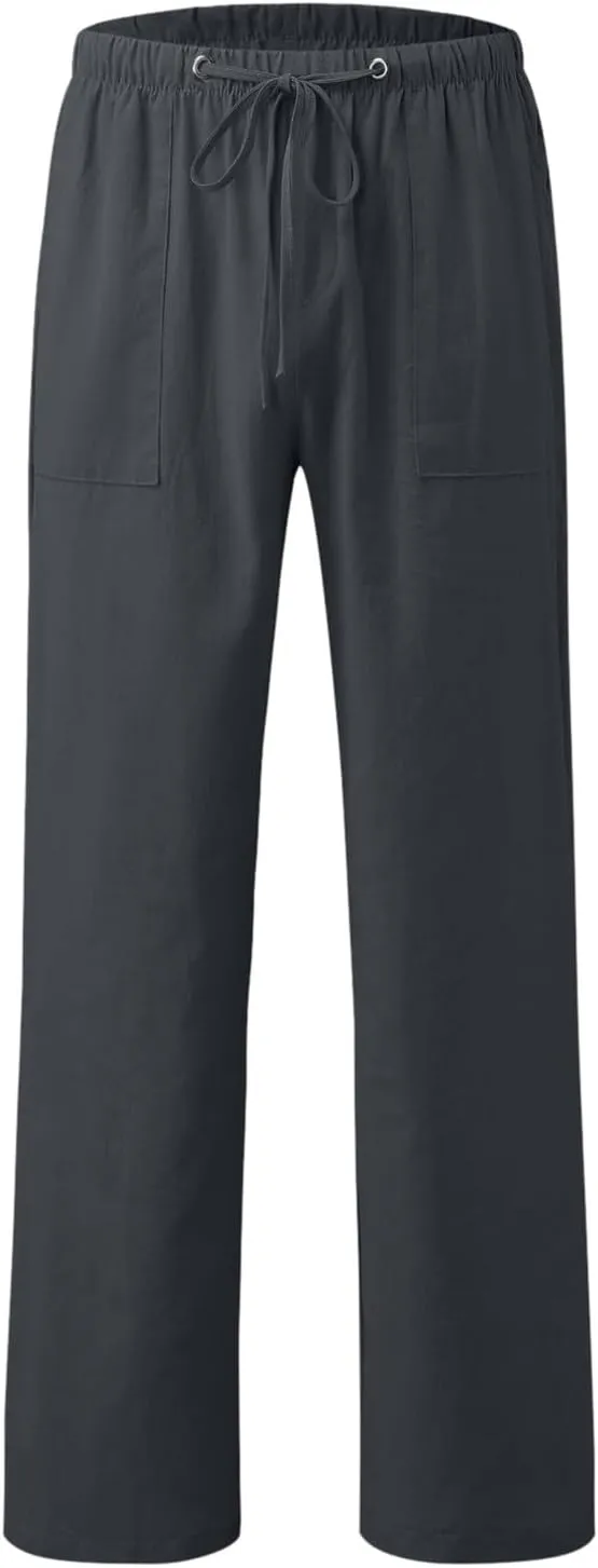 Cotton Linen Pants for Men Summer Lightweight Breathable Trousers Loose and Light Pant House Streetwear