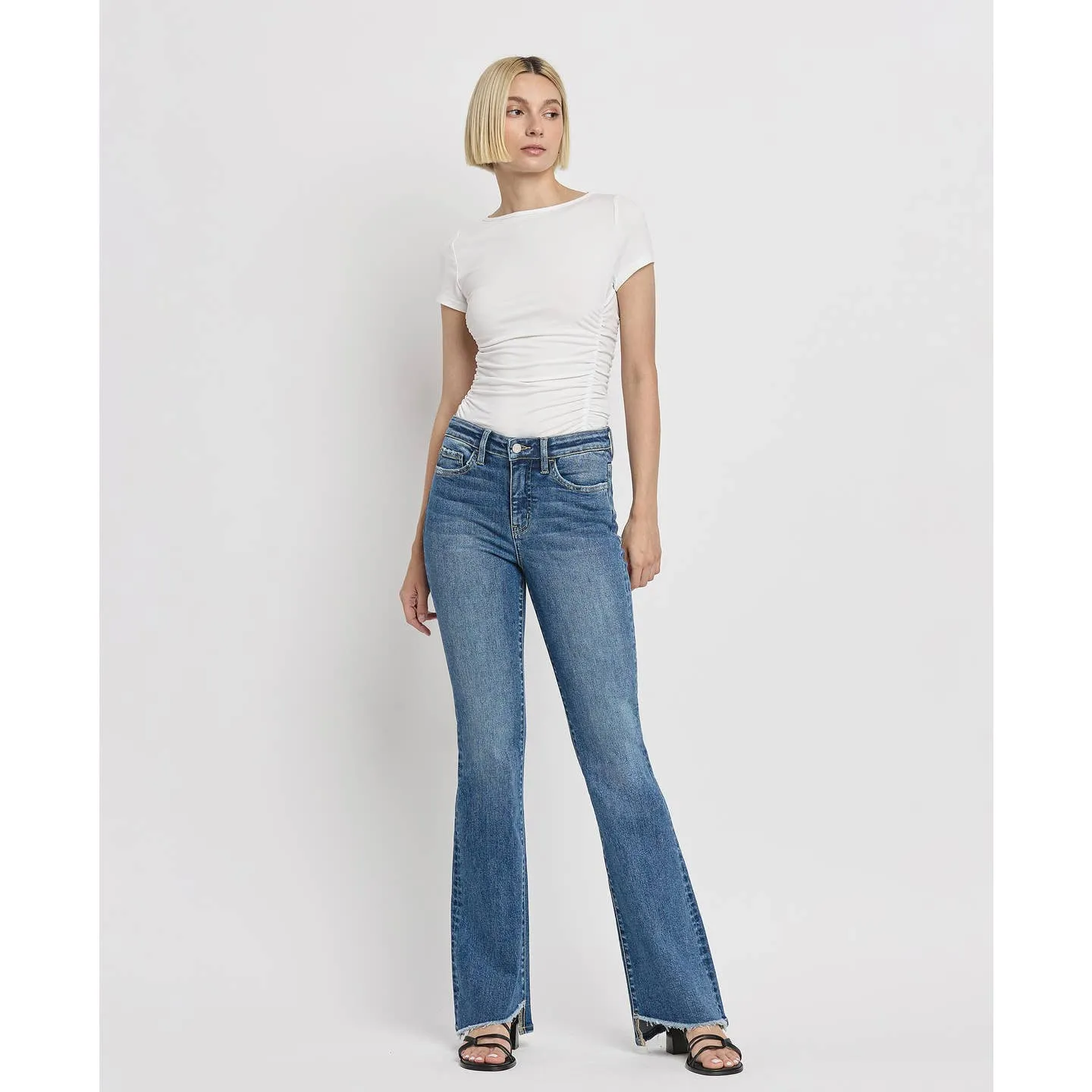 Curvy Vervet High Rise Slant Hem Flare