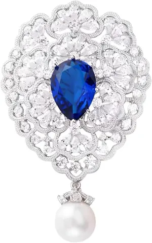 Elegant Brooches and Pins for Women,Blue Austrian Crystal Pearl Brooch Lapel Pins for Women Fashion Jewelry,Sweater Shawl Clips Dress Corsage Women's Brooches & Pins for Wedding Christmas Gifts