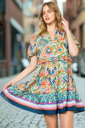 Fiori Puff Sleeve Floral THML Dress  Vibrant & Chic