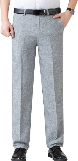 JEShifangjiusu Men's Chino Flat Front Slim Fit Pant Casual Cotton Stretch Suit Pants Lightweight Skinny Fit Dress Pant (31,Light Grey), Light Grey, 31