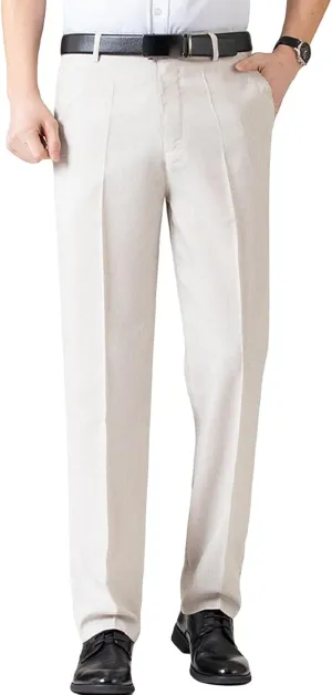 JEShifangjiusu Men's Chino Flat Front Slim Fit Pant Casual Cotton Stretch Suit Pants Lightweight Skinny Fit Dress Pant (31,Light White), Light White, 31