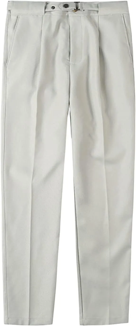 JEShifangjiusu Men's Dress Trousers Solid Color Flat Front Skinny Business Pants Slim Fit Chino Pencil Formal Pants (31,Light Grey), Light Grey, 31