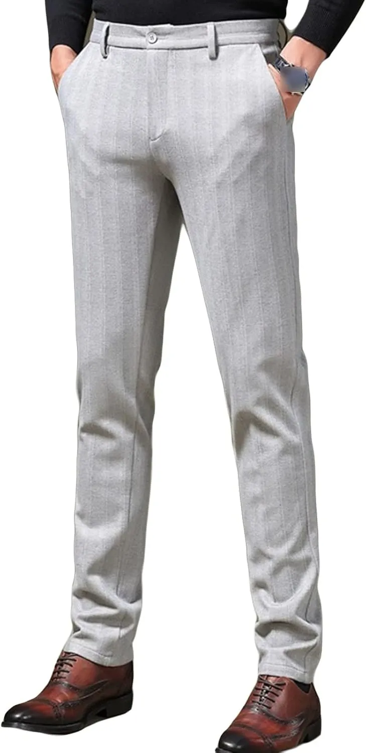 JEShifangjiusu Men's Regular Fit Linen Suit Pant Slim Fit Stretch Dress Pant Loose Flat Front Dress Pant Chino Pant (38,Light Grey), Light Grey, 38