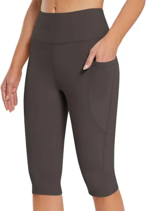 Knee Length Leggings Anti Exposure Absorption Sweat Permeability High Elasticity Ultra Light Compression Capri Pants