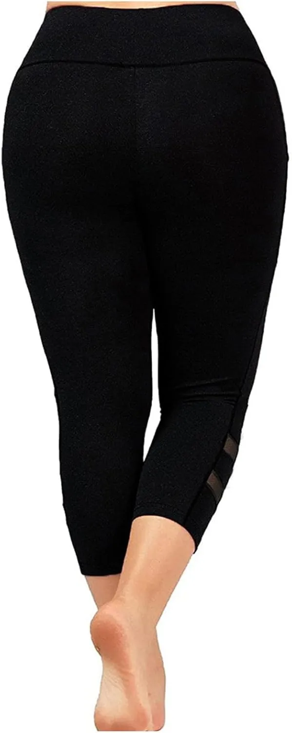Knee Length Leggings Anti Exposure Absorption Sweat Permeability High Elasticity Ultra Light Compression Capri Pants