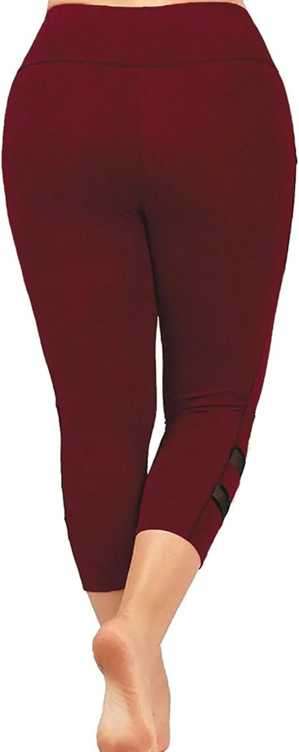 Knee Length Leggings Anti Exposure Absorption Sweat Permeability High Elasticity Ultra Light Compression Capri Pants