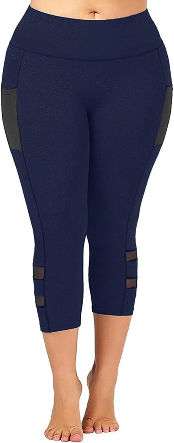 Knee Length Leggings Anti Exposure Absorption Sweat Permeability High Elasticity Ultra Light Compression Capri Pants