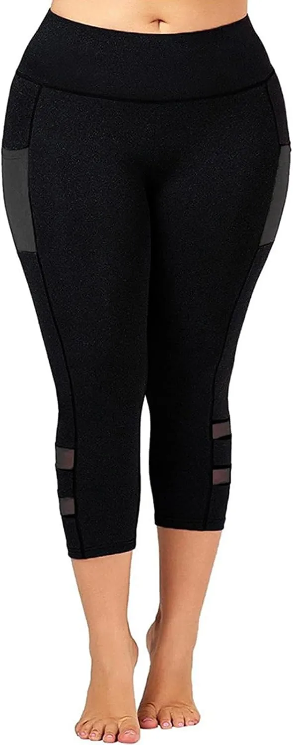 Knee Length Leggings Anti Exposure Absorption Sweat Permeability High Elasticity Ultra Light Compression Capri Pants
