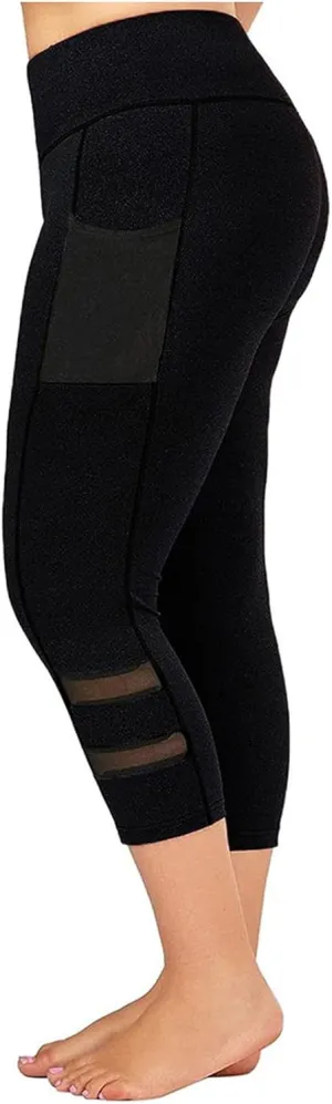 Knee Length Leggings Anti Exposure Absorption Sweat Permeability High Elasticity Ultra Light Compression Capri Pants