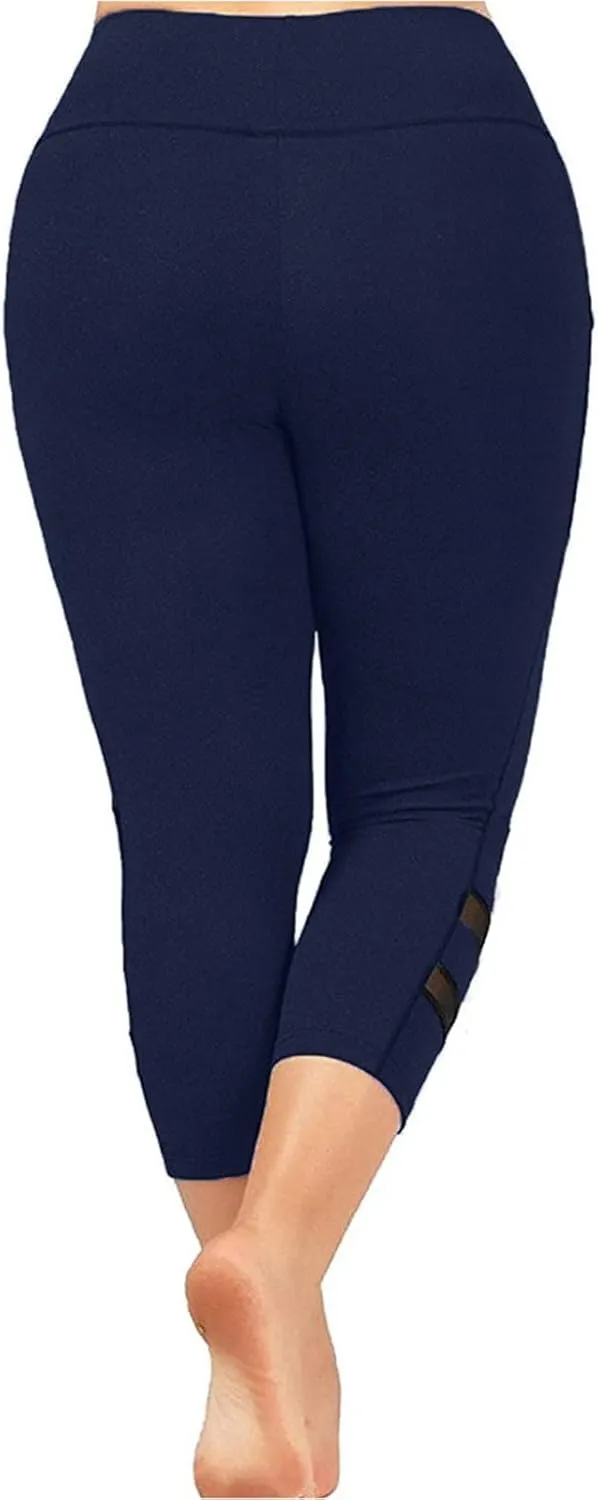 Knee Length Leggings Anti Exposure Absorption Sweat Permeability High Elasticity Ultra Light Compression Capri Pants