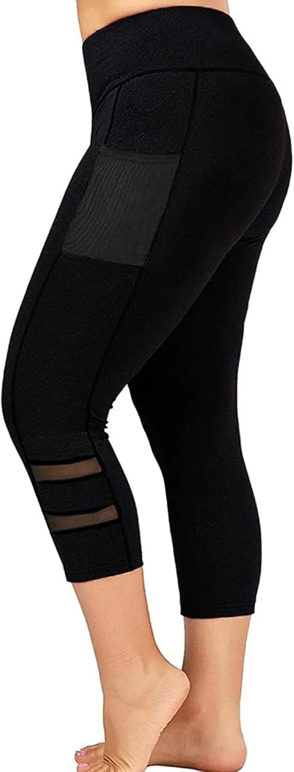 Knee Length Leggings Anti Exposure Absorption Sweat Permeability High Elasticity Ultra Light Compression Capri Pants