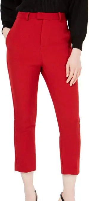 Line & Dot Womens Rosey High Waist Trouser Cropped Pants Red S