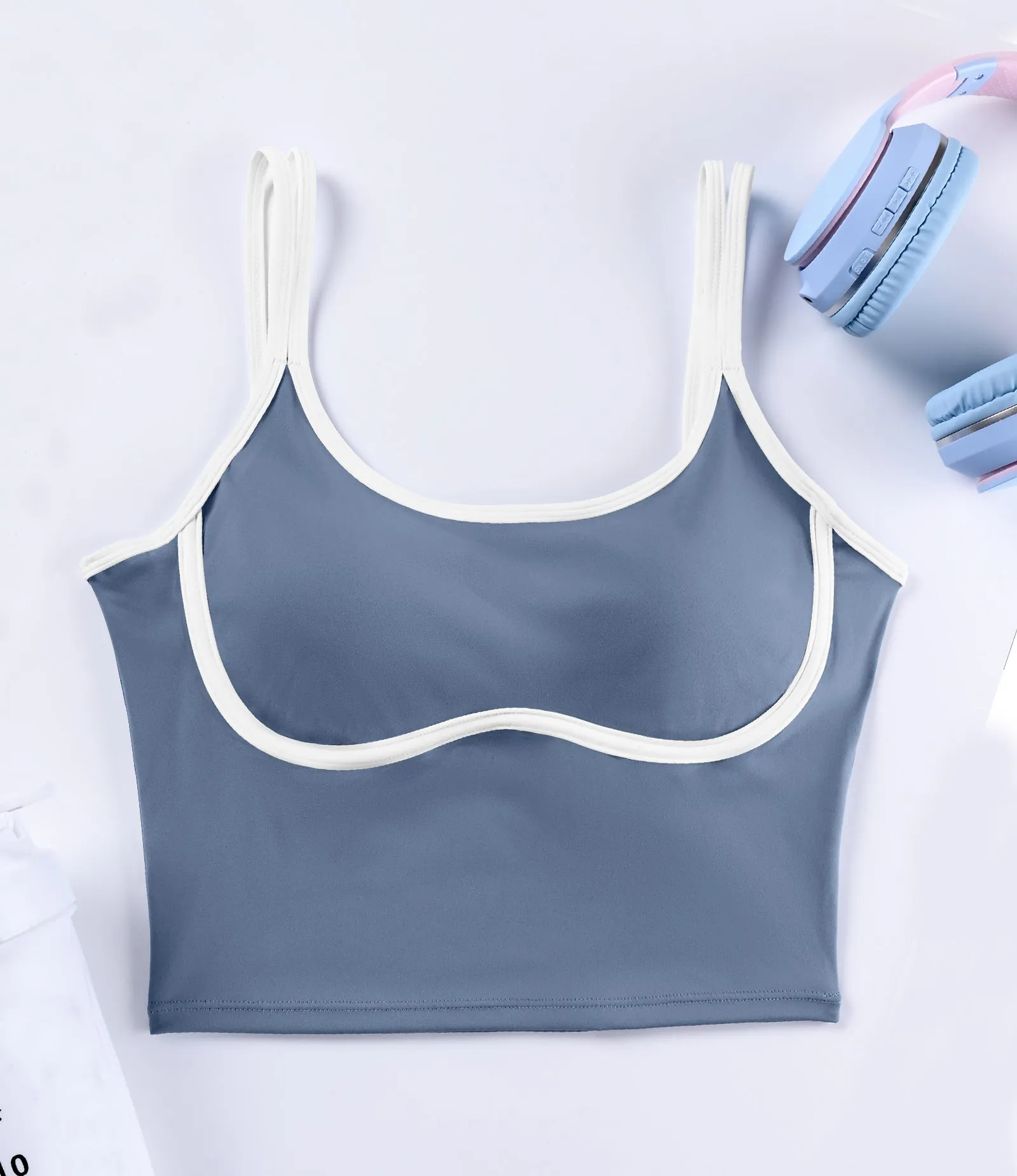 Longline Sports Bra Workout Tops with Built In Bras