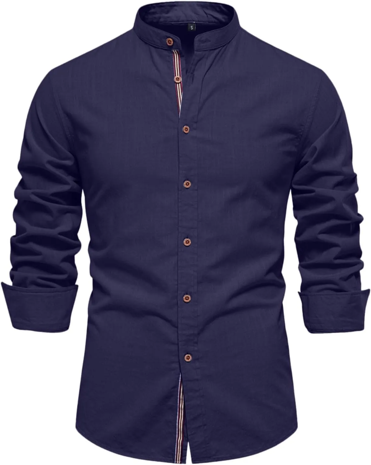 Mandarin Collar Long Sleeve Shirt for Men Slim Fit Stylish Button-Down Lightweight Fabric Ideal for Formal Casual