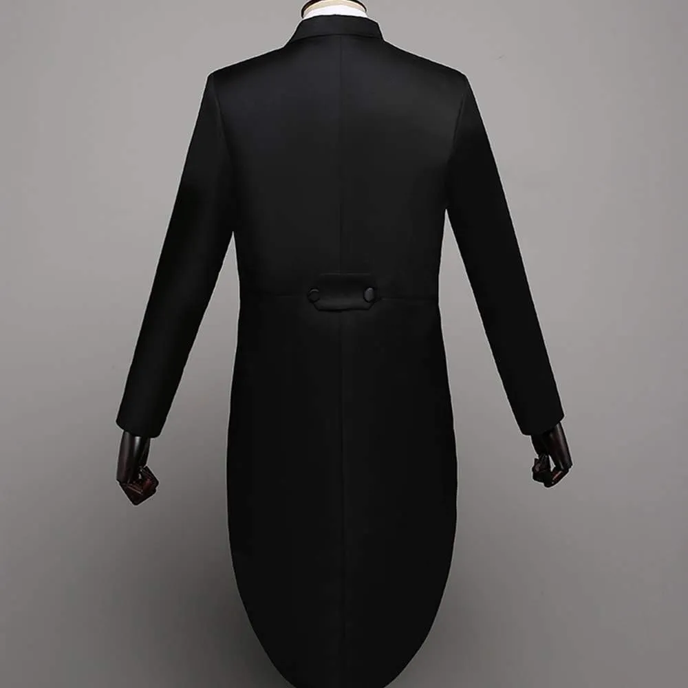 Men Formal Magic Show Costume Tailcoat Jacket Tuxedo Suits 4 Piece Chorus Musician Cosplay Adult Magician Tailcoat