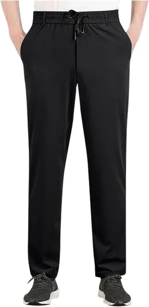 Men's Casual Thin Pants Light Outdoor Pants Stretch Dress Pant Solid Pocket Lace Up Trousers Leisure Business Pants