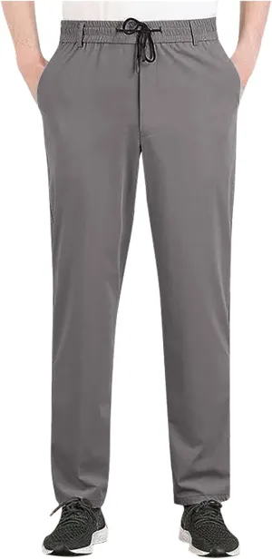Men's Casual Thin Pants Light Outdoor Pants Stretch Dress Pant Solid Pocket Lace Up Trousers Leisure Business Pants