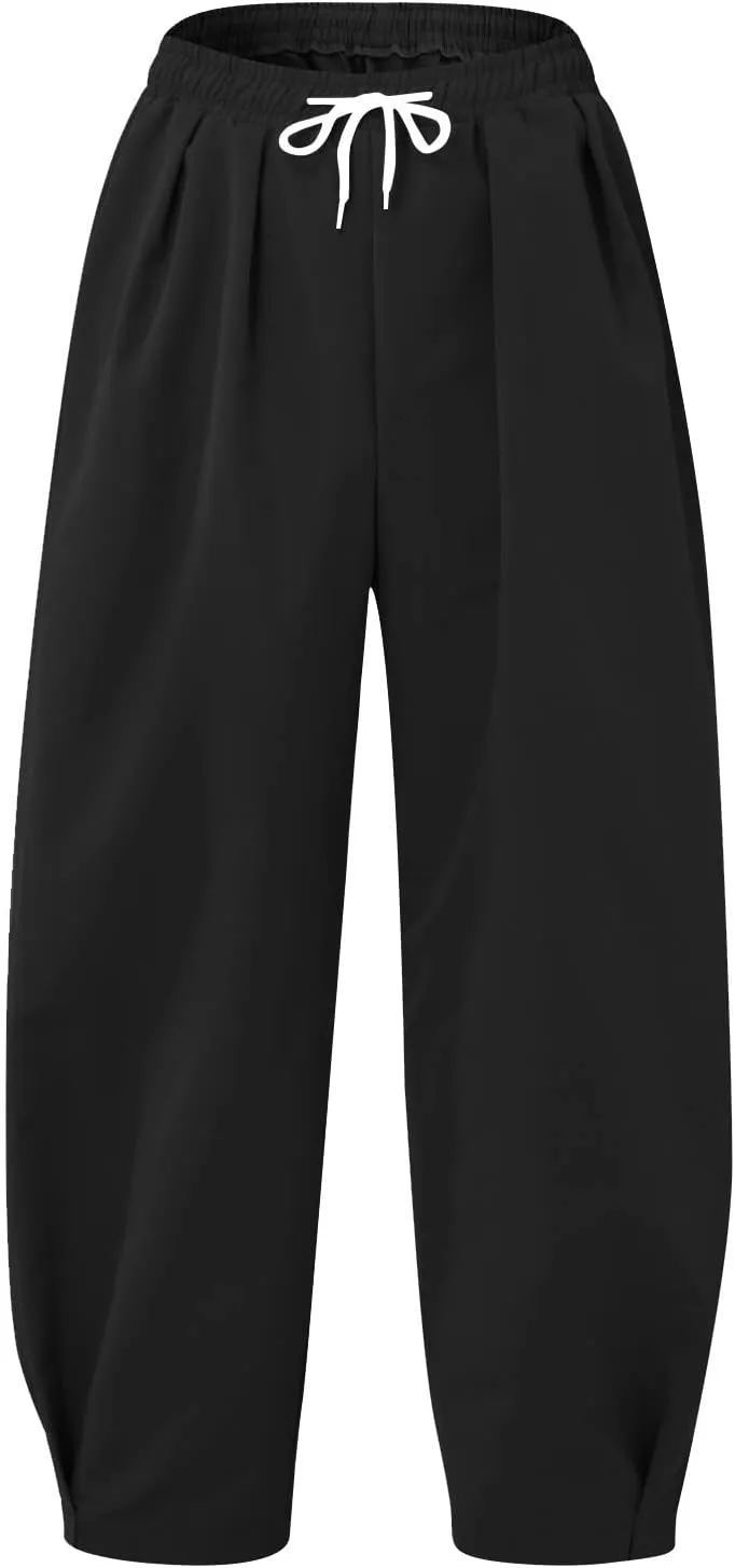 Mens Linen Pants Lightweight Loose and Light Running Workout Gym Track Pants Multi-Pocket Summer Beach Yoga Trousers