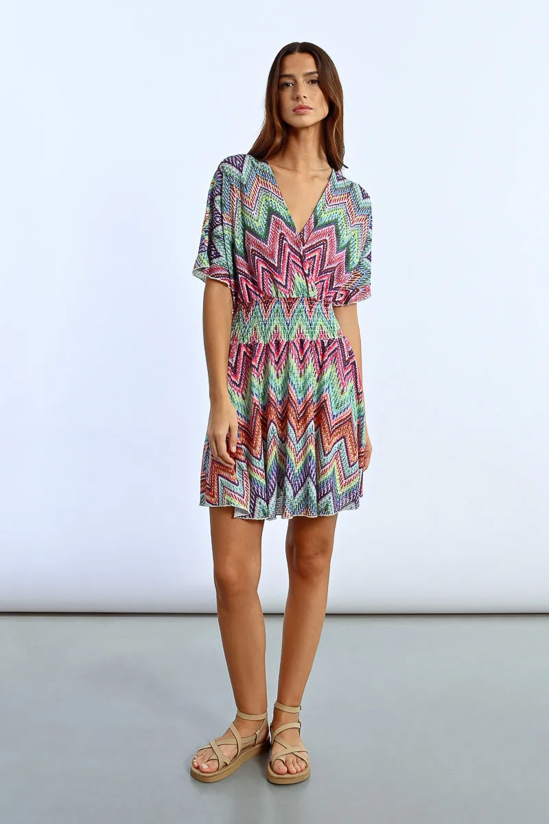 Molly Bracken Chevron Knit Dress  Multicolor Chic