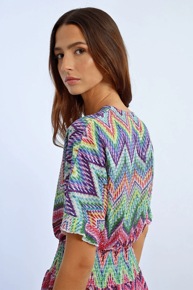 Molly Bracken Chevron Knit Dress  Multicolor Chic