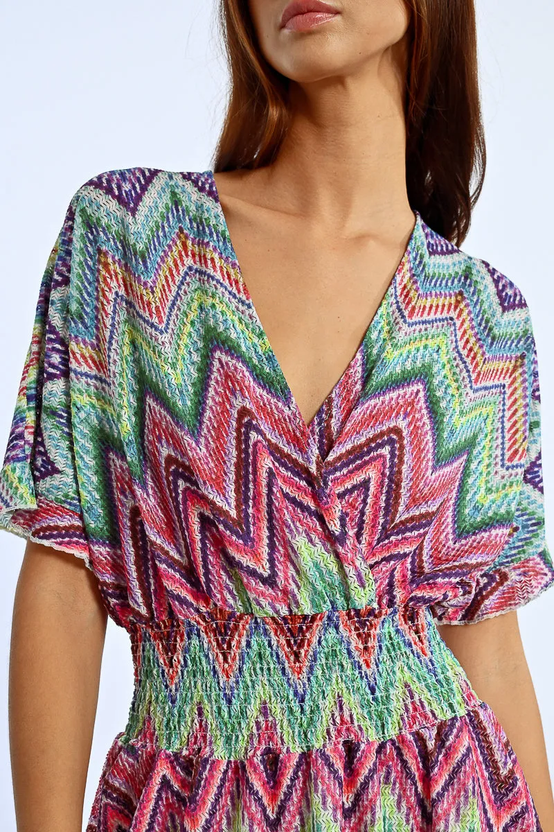 Molly Bracken Chevron Knit Dress  Multicolor Chic