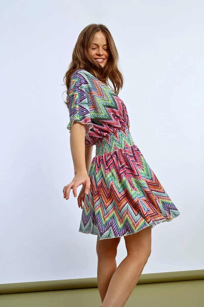 Molly Bracken Chevron Knit Dress  Multicolor Chic
