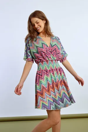 Molly Bracken Chevron Knit Dress  Multicolor Chic