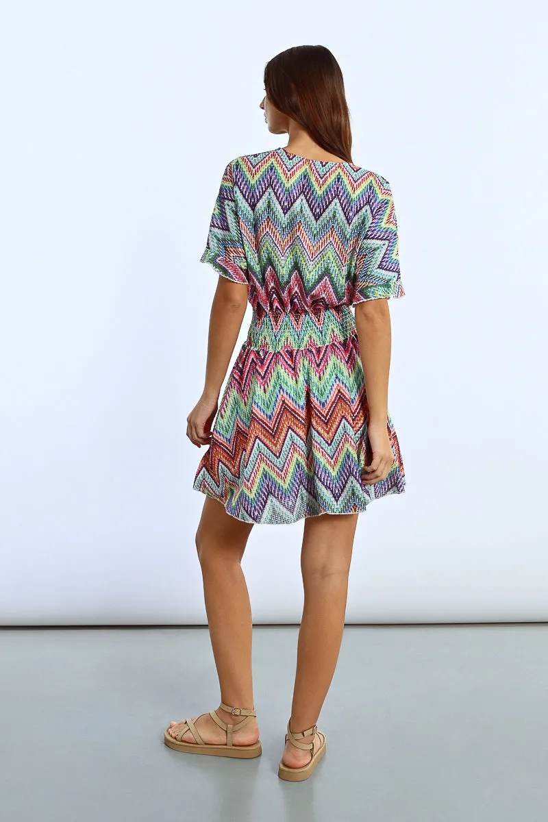 Molly Bracken Chevron Knit Dress  Multicolor Chic