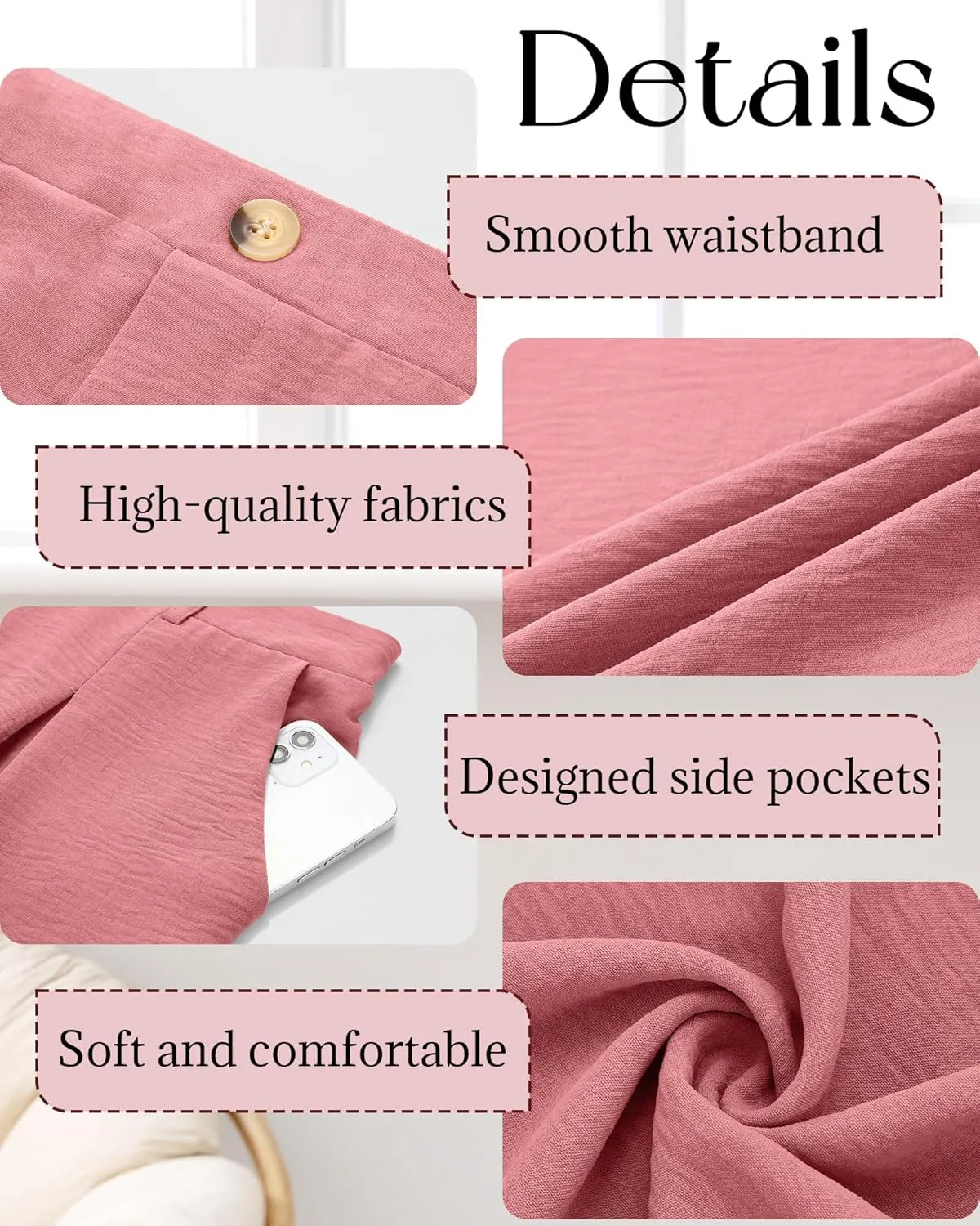 Neer Women's Plus Size Wide Leg Pants, Elastic High Waist Palazzo Pants Casual Business Trousers with Pockets