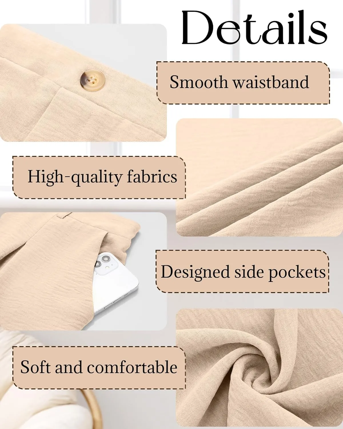 Neer Women's Plus Size Wide Leg Pants, Elastic High Waist Palazzo Pants Casual Business Trousers with Pockets