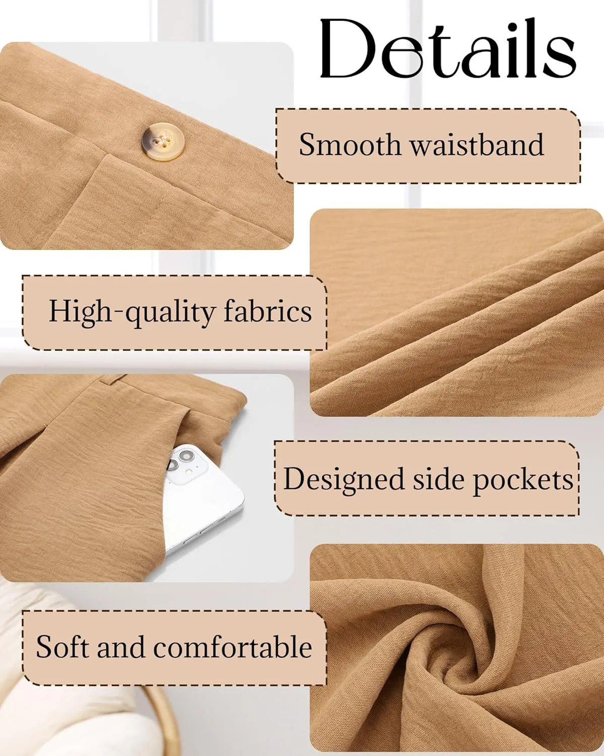 Neer Women's Plus Size Wide Leg Pants, Elastic High Waist Palazzo Pants Casual Business Trousers with Pockets