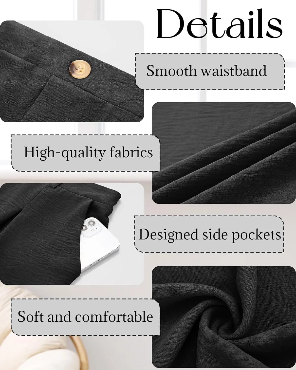 Neer Women's Plus Size Wide Leg Pants, Elastic High Waist Palazzo Pants Casual Business Trousers with Pockets