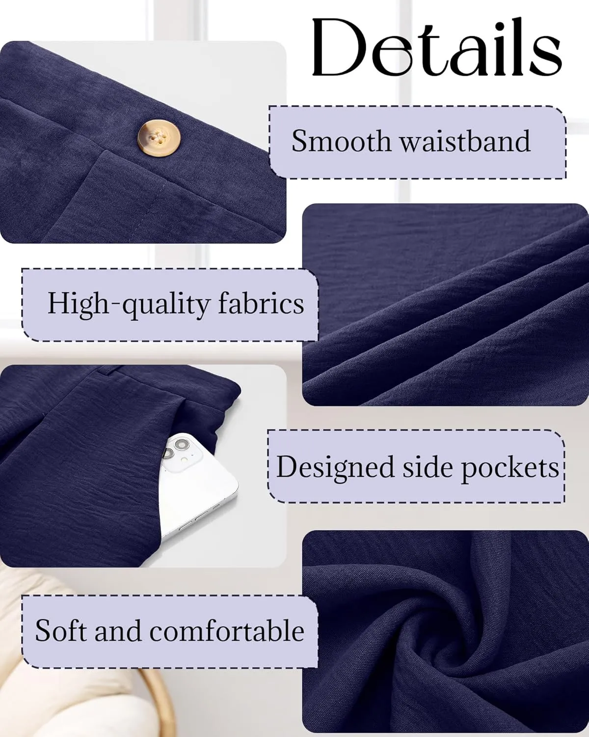 Neer Women's Plus Size Wide Leg Pants, Elastic High Waist Palazzo Pants Casual Business Trousers with Pockets