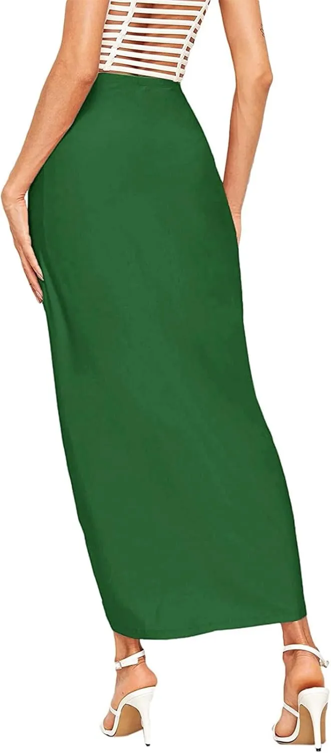Pencil Skirt for Women Tummy Control Summer Flowy High Elastic Waist Slim Fit Stretchy Midi Skirts for Going Out