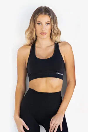 PINKFLEX SEAMLESS CROP TOP - LIQUORICE BLACK