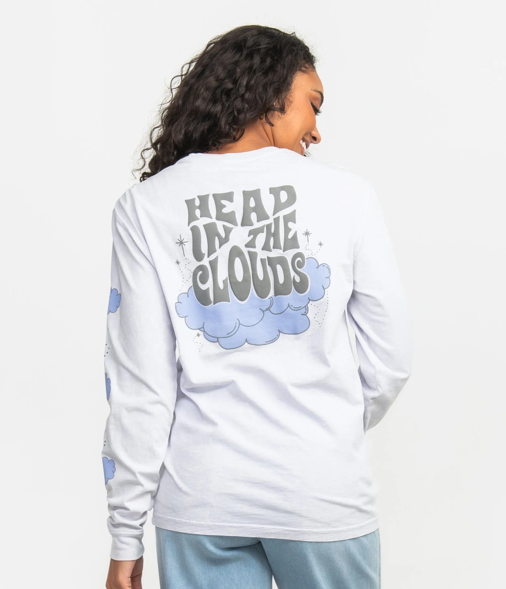 Positive Thoughts Puff Print Tee LS - Purple Heather